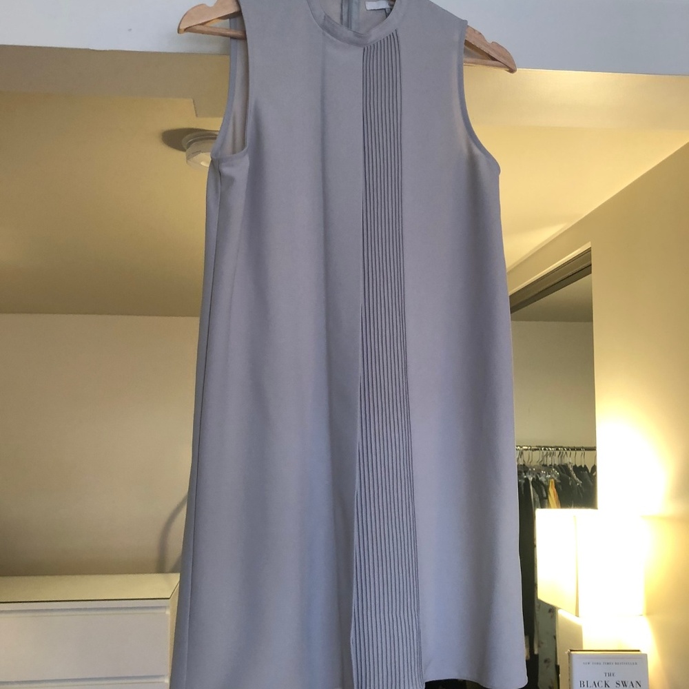 OAK + FORT mock neck pleated shift dress